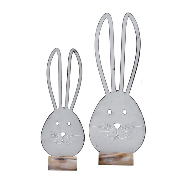 Decorațiune metalică cu suport din lemn Ego Dekor, 12 x 34 cm, mică, alb-image-1