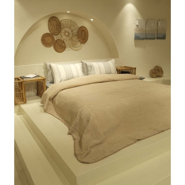 Cuvertură galben ocru/albă pentru pat dublu 200x220 cm Twin – Oyo Concept-image-1