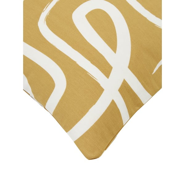 Lenjerie de pat din bumbac percale Westwing Collection Malu, 135 x 200 cm, galben-alb-image-3