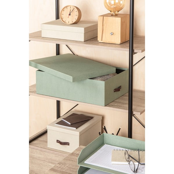 Cutii de depozitare verde-mentă 3 buc. din carton cu capac 31x47x15 cm Inge – Bigso Box of Sweden-image-1