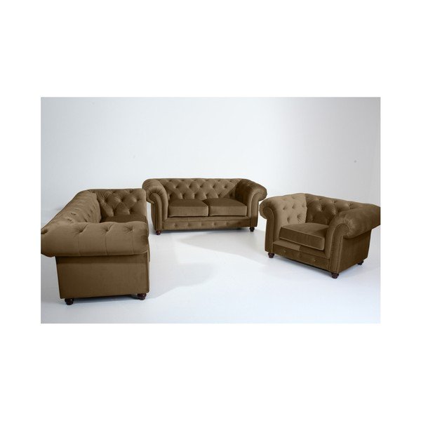 Canapea Max Winzer Orleans Velvet, 196 cm, maro deschis-image-1