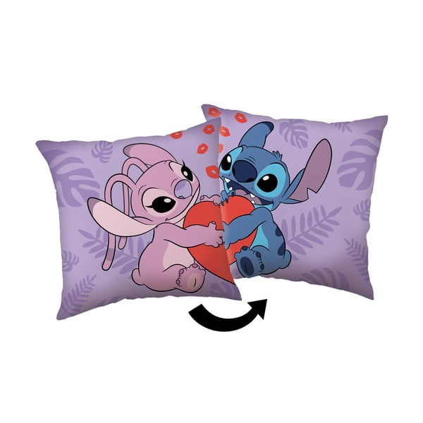 Pernă pentru copii din polar/fleece 40x40 cm Lilo and Stitch "Kiss" – Jerry Fabrics