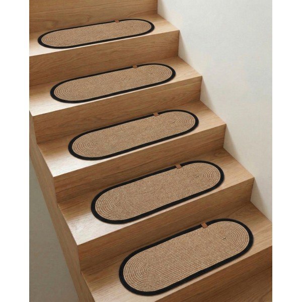 Covorașe pentru scări negre/în culoare naturală 16 buc. 25x65 cm Milo Frame – Vitaus-image-1