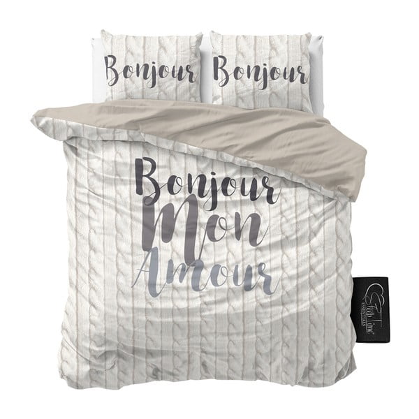 Lenjerie de pat din micropercal Sleeptime Bonjour Amour, 240 x 220 cm