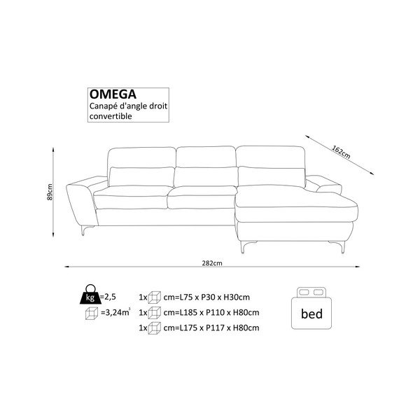 Colțar extensibil Windsor & Co. Sofas Omega, colț partea dreaptă, negru -image-4