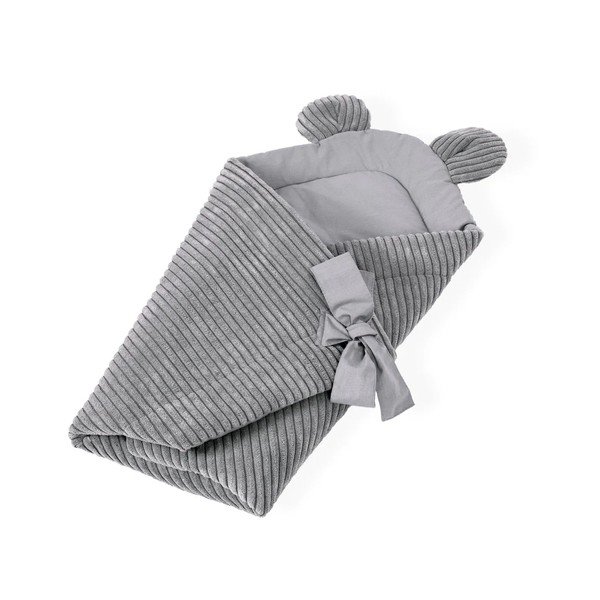 Păturică de înfășat gri din catifea reiată 35x65 cm – Meowbaby-image-1