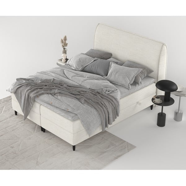 Pat boxspring crem cu spațiu de depozitare 180x200 cm Melba – Maison de Rêve-image-2