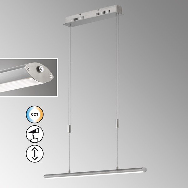 Lustră argintie LED cu intensitate reglabilă din metal Beat – Fischer & Honsel-image-1
