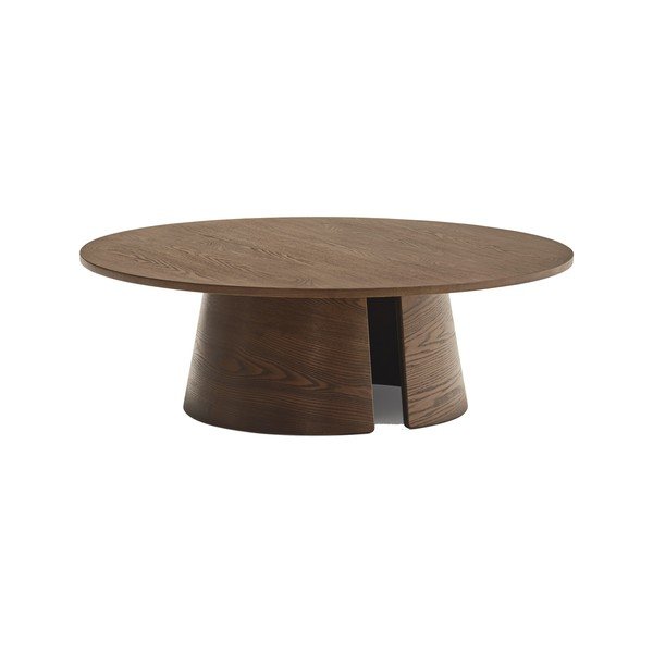 Măsuță de cafea în culoare naturală închisă rotundă cu aspect de lemn de frasin ø 110 cm Cep – Teulat-image-1