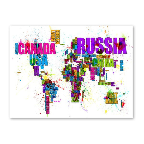 Poster cu harta lumii Americanflat Digital, 60 x 42 cm, multicolor