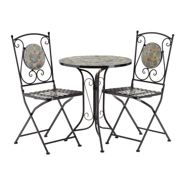 Set masă și 2 scaune de grădină Premier Housewares Amalfi, mozaic, gri