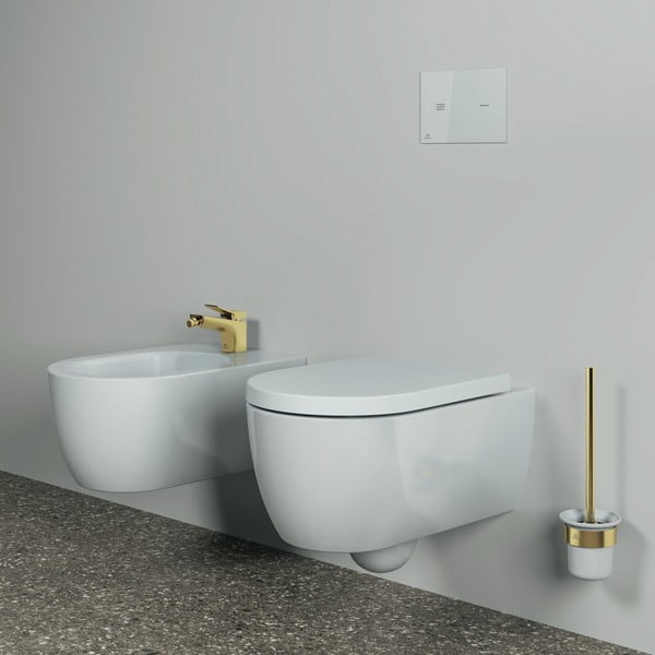 Perie de WC aurie de montat pe perete din metal Conca – Ideal Standard-image-1
