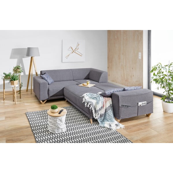 Colțar gri extensibil/cu spațiu de depozitare (cu colț pe partea stângă/în formă de ”L”) Classy Sophie – Miuform-image-4