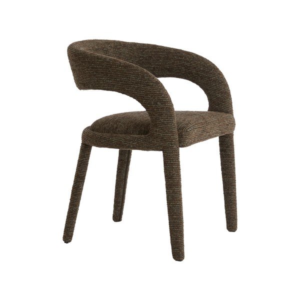 Scaun de dining maro închis cu cotiere tapițat Kyran – Light & Living