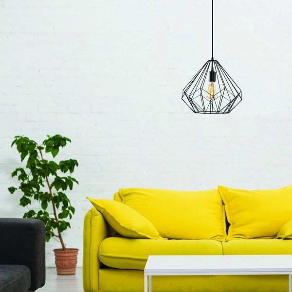 Lustră neagră cu abajur din metal ø 37 cm Diamond – Opviq lights-image-1