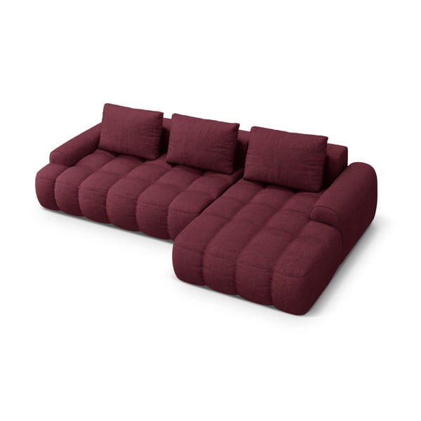 Colțar burgundy extensibil/cu spațiu de depozitare (cu colț pe partea dreaptă/cu șezlong) Linz – Cosmopolitan Design-image-3