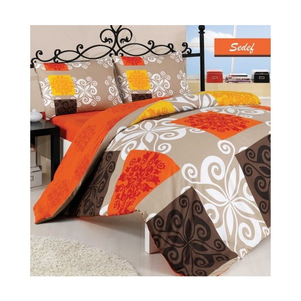 Lenjerie de pat din bumbac cu cearșaf și fețe de pernă Sedef, 200 x 220 cm