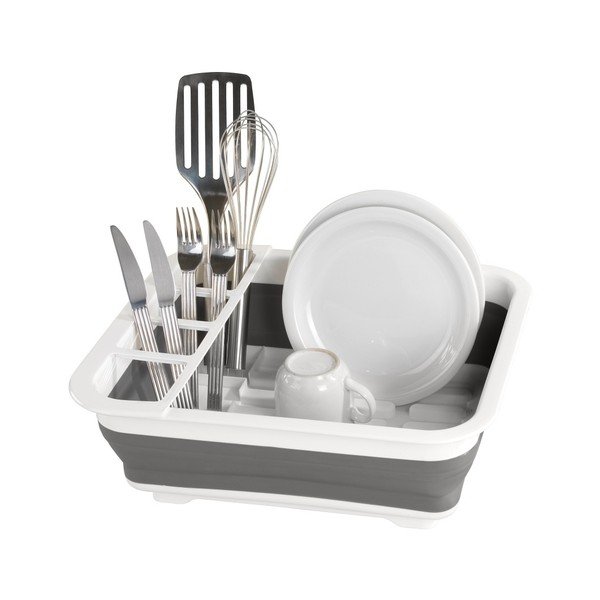 Scurgător pliabil pentru vase Wenko Rack, alb-gri-image-3