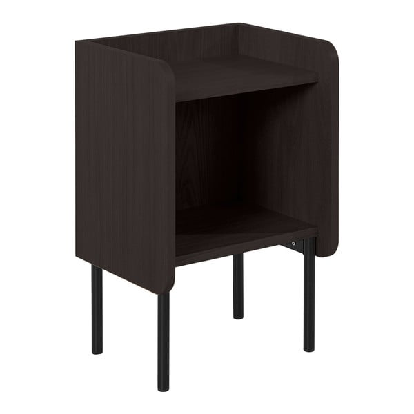 Noptieră neagră cu rafturi cu aspect de lemn de stejar Wrap – Bonami Selection-image-2