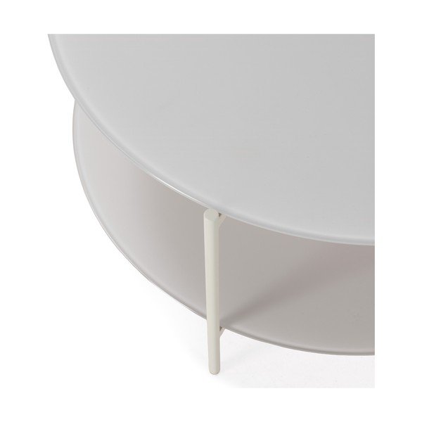 Măsuță de cafea crem rotundă cu blat din sticlă ø 83 cm Davi – MOME-image-3