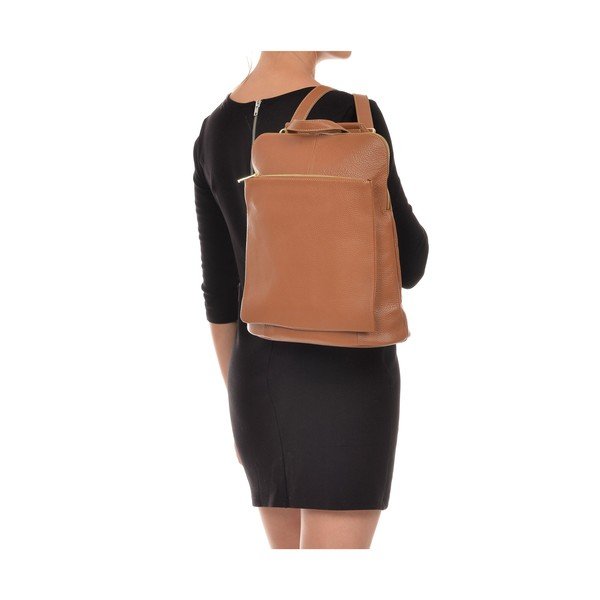 Rucsac din piele Isabella Rhea Carrie, maro coniac-image-4