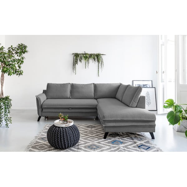 Colțar extensibil cu șezlong pe partea dreaptă Miuform Charming Charlie L, gri închis-image-1