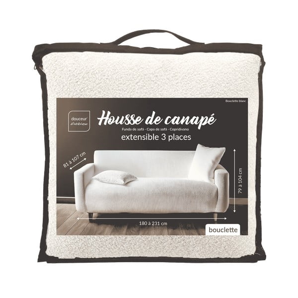 Husă crem elastică pentru canapea cu 3 locuri Laina – douceur d'intérieur-image-3
