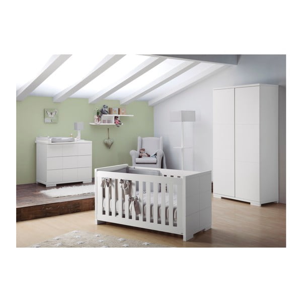 Pătuț pentru bebeluși, convertibil în pat pentru 1 persoană Núvol Blanca, 140 x 70 cm, alb-image-2