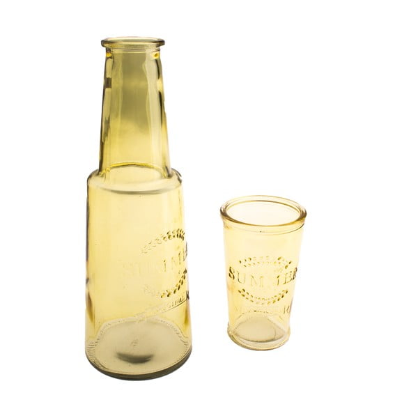 Carafă din sticlă cu pahar Dakls, 800 ml, galben