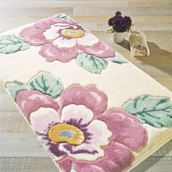 Covoraș de baie Confetti Bathmats Fiore, 80 x 140 cm, roz