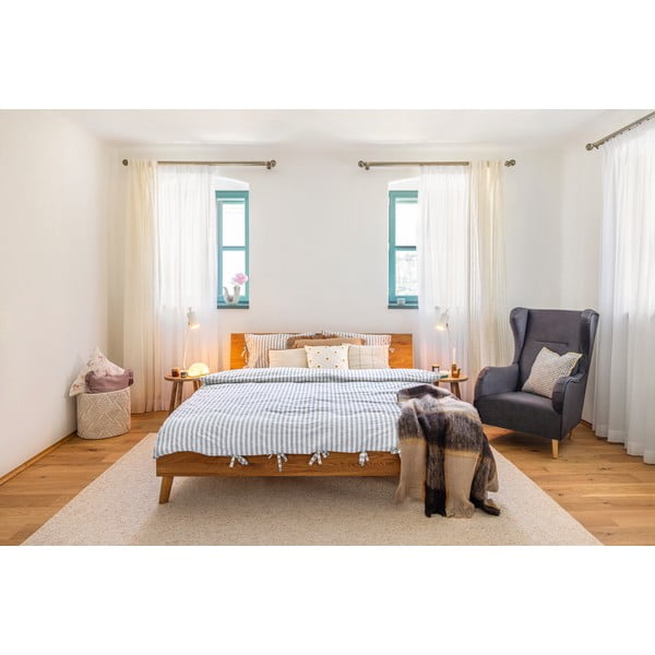 Pat dublu din lemn de stejar 200x200 cm Greg 1 - The Beds-image-1