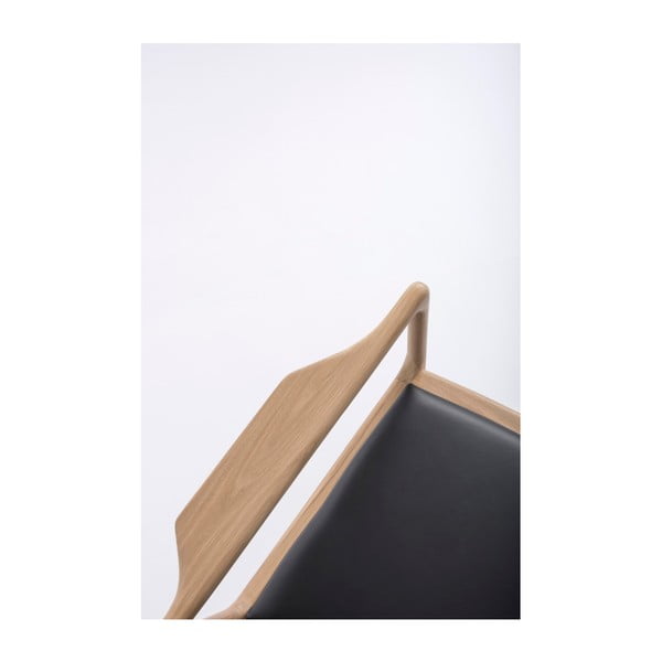 Fotoliu cu structură din lemn masiv de stejar şi tapiţerie din piele bovină Gazzda Dedo, negru-image-4