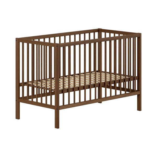 Pătuț maro din lemn de fag cu înălțime reglabilă 60x120 cm Dino – Vipack