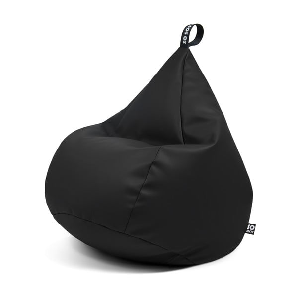 Fotoliu bean bag negru cu tapițerie din imitație de piele Drop L – So Soft?