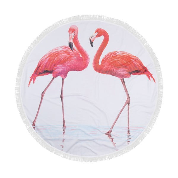 Prosop plajă din bumbac Flamingos, ⌀ 150 cm