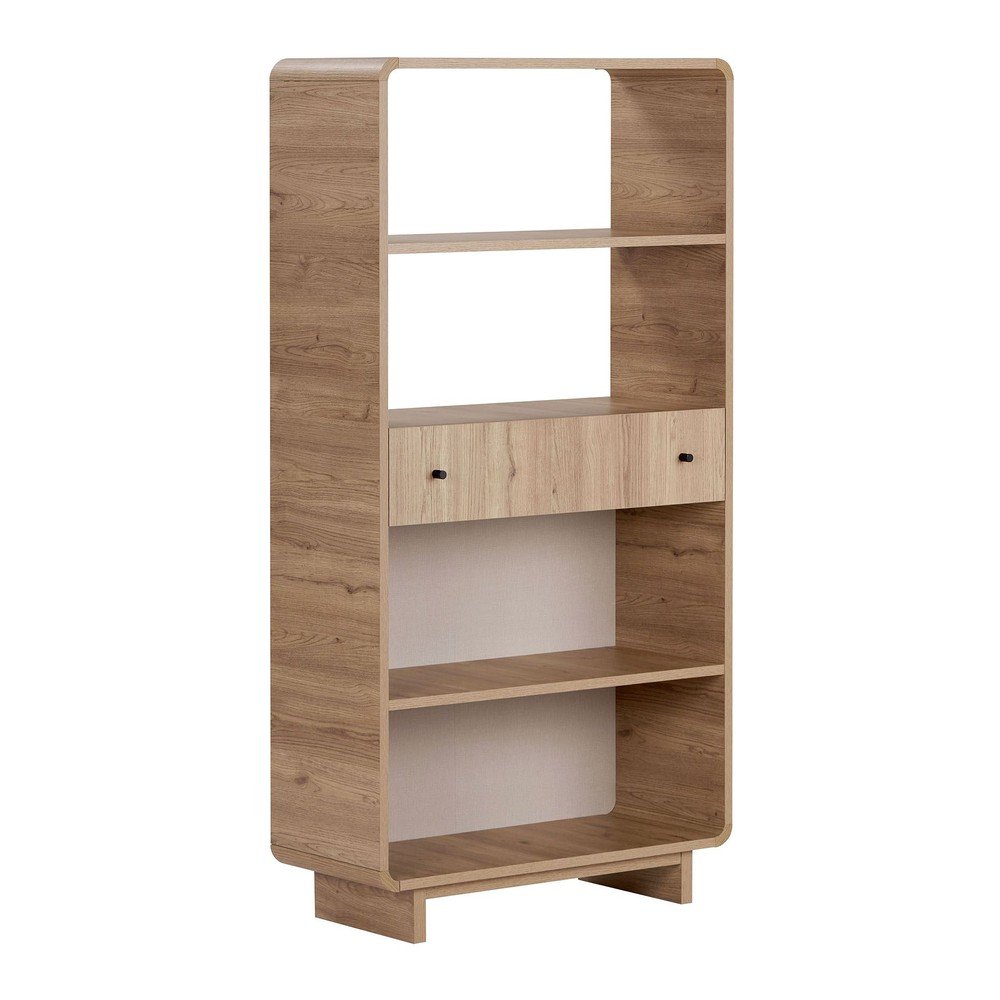 Bibliotecă în culoare naturală deschisă cu aspect de lemn de stejar 78x153x34 cm Senza – Nordure