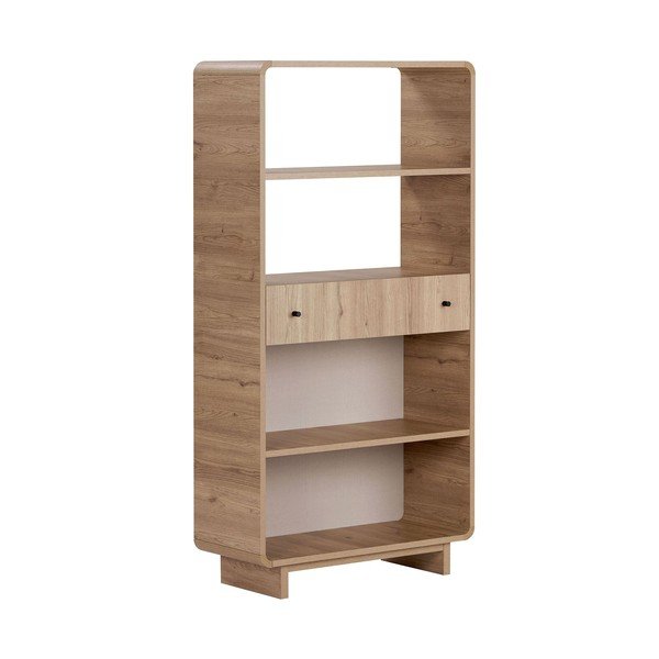 Bibliotecă în culoare naturală deschisă cu aspect de lemn de stejar 78x153x34 cm Senza – Nordure