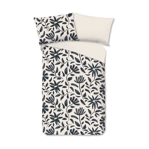 Lenjerie de pat neagră-bej din bumbac pentru pat de o persoană 140x200 cm Emilia – Good Morning