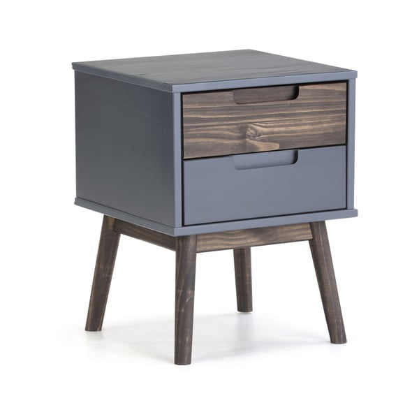 Noptieră gri din lemn masiv de pin Nussa – Marckeric-image-2