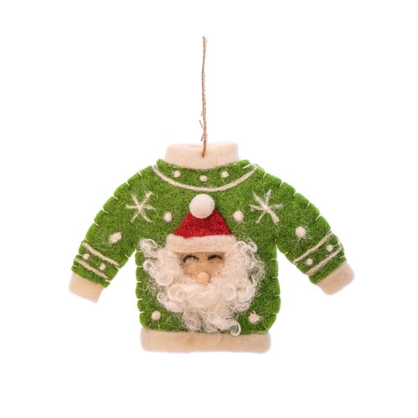 Ornament de Crăciun lucrat manual din material textil 12 cm Santa Jumper – Sass & Belle