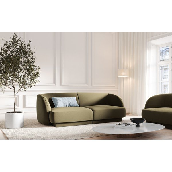 Canapea verde cu tapițerie din catifea 184 cm Miley  – Micadoni Home-image-1