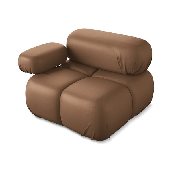 Modul pentru canapea modulară maro cu tapițerie din imitație de piele (cu colț pe partea stângă) Lokua – Makamii-image-3