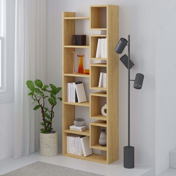 Bibliotecă cu aspect de lemn de stejar 60x168,5 cm Eladi – Marckeric-image-4