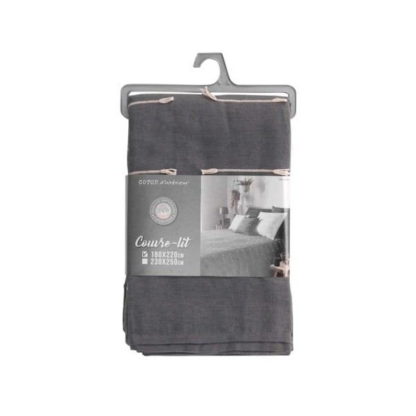 Cuvertură gri antracit 180x220 cm Fileo – douceur d'intérieur-image-1