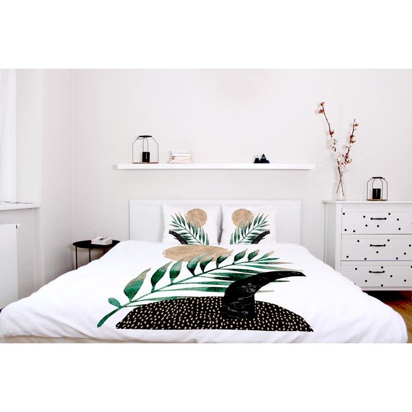 Lenjerie de pat din bumbac satinat Butter Kings Glossy Plant, 200 x 200 cm-image-1