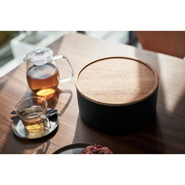 Cutie de depozitare neagră din metal cu capac ø 22x11 cm Rin – YAMAZAKI-image-4