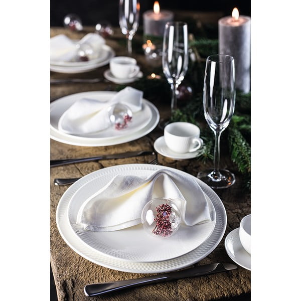 Cană din porțelan alb cu farfurie Maxwell & Williams Diamonds, 280 ml-image-1