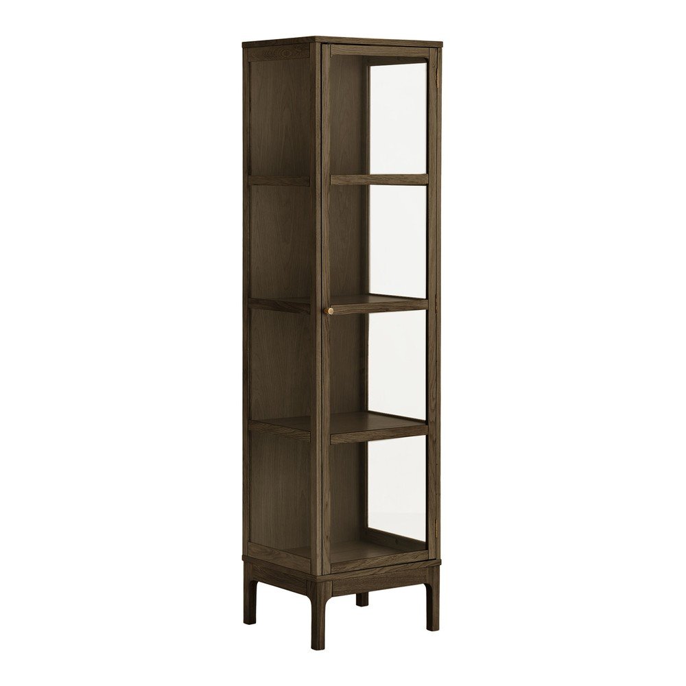 Vitrină maro închis cu aspect de lemn de stejar 47x180x40 cm Zamora – House Nordic