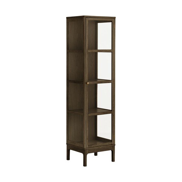 Vitrină maro închis cu aspect de lemn de stejar 47x180x40 cm Zamora – House Nordic