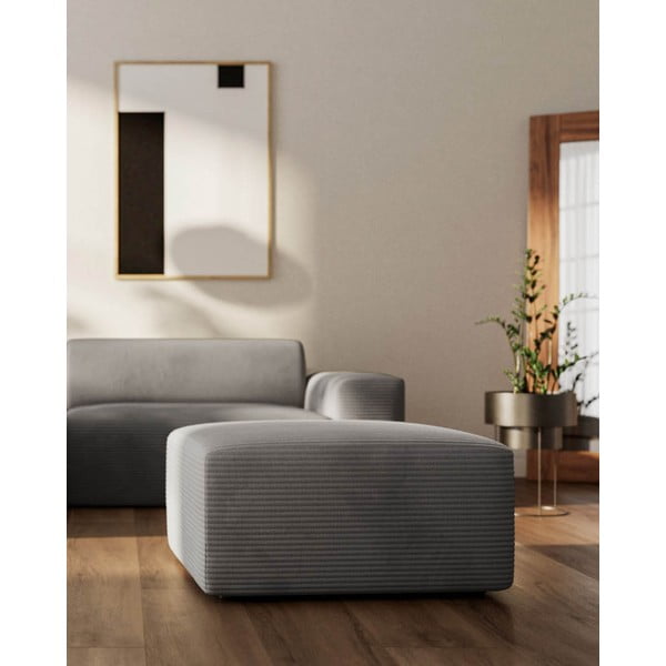 Taburet gri cu tapițerie din catifea reiată Fluvio – MESONICA-image-3